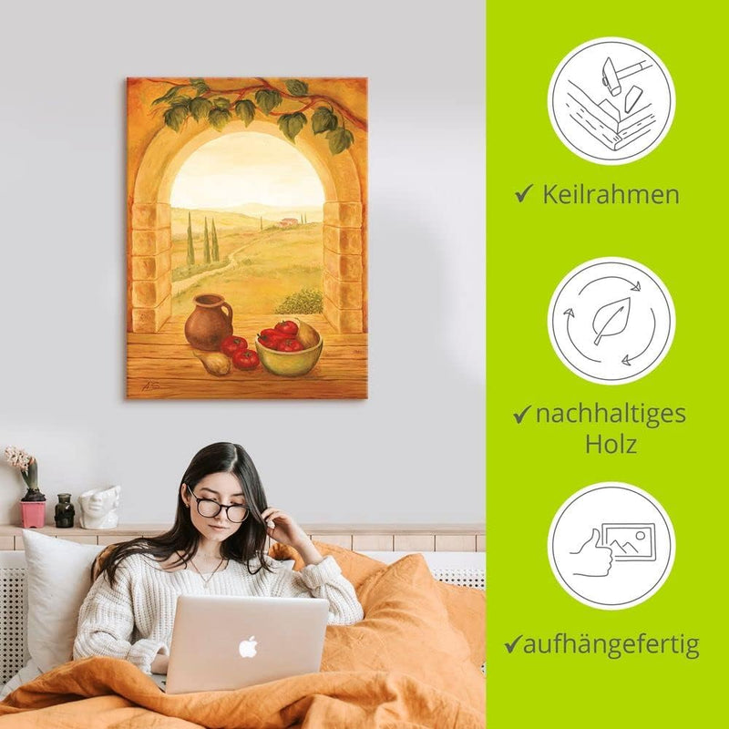 ARTland Leinwandbilder Wandbild Bild auf Leinwand 60x80 cm Landschaften Fensterblick T4JI