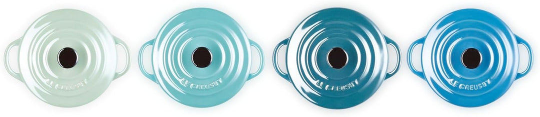 Le Creuset 4er-Set Mini Cocottes aus Steinzeug, je 200 ml, 10 x 5 cm, Metallics Blau-Grün (Cool Mint