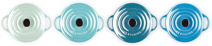 Le Creuset 4er-Set Mini Cocottes aus Steinzeug, je 200 ml, 10 x 5 cm, Metallics Blau-Grün (Cool Mint