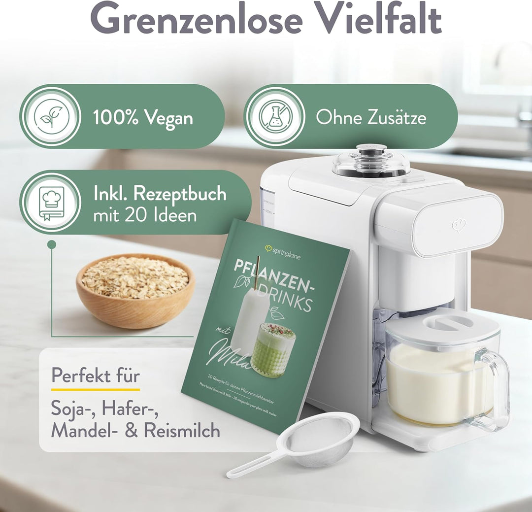 SPRINGLANE Pflanzenmilchbereiter Mila, Sojamilchbereiter, Kochmixer mit Sieb für die Zubereitung pfl