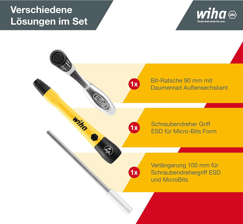 Wiha Micro Bit Set 66-tlg. inkl. Aufbwahrungsbox (39971) I Feinmechanik Schraubendreher Set mit Bit