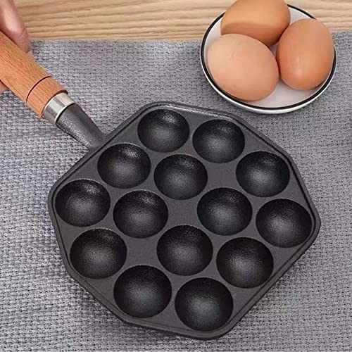 14-Loch-Takoyaki-Pfanne, Antihaftbeschichteter Gusseisen-Oktopus-Fleischbällchen-Maker mit Abnehmbar