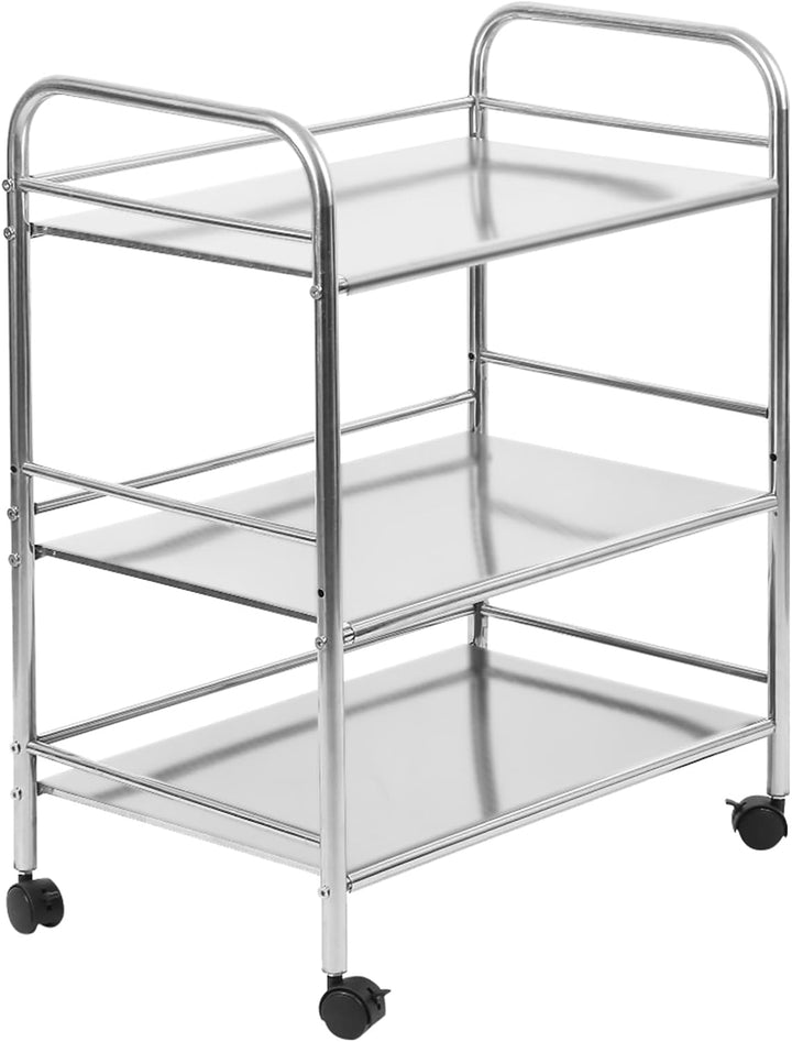 Flyelf 3-stöckiger Küchenwagen, Küchenwagen mit Rädern, Pflanzenständer, Edelstahl, 60 x 36 x 74 cm