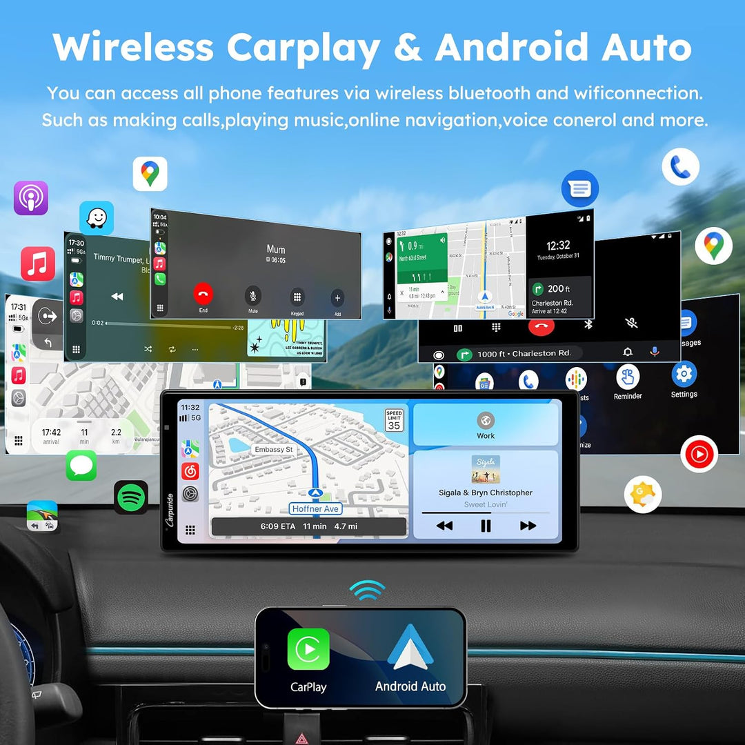 CARPURIDE W903S3 CarPlay Display 9.3" Triple Kamera 4K Android Auto GB TF 9.3 zoll, 9.3 zoll