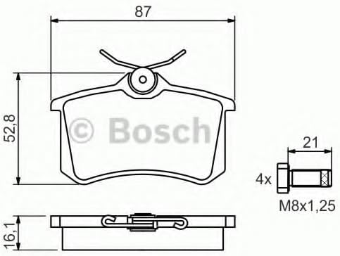 Bosch BP1322 Bremsbeläge - Hinterachse - ECE-R90 Zertifizierung - vier Bremsbeläge pro Set