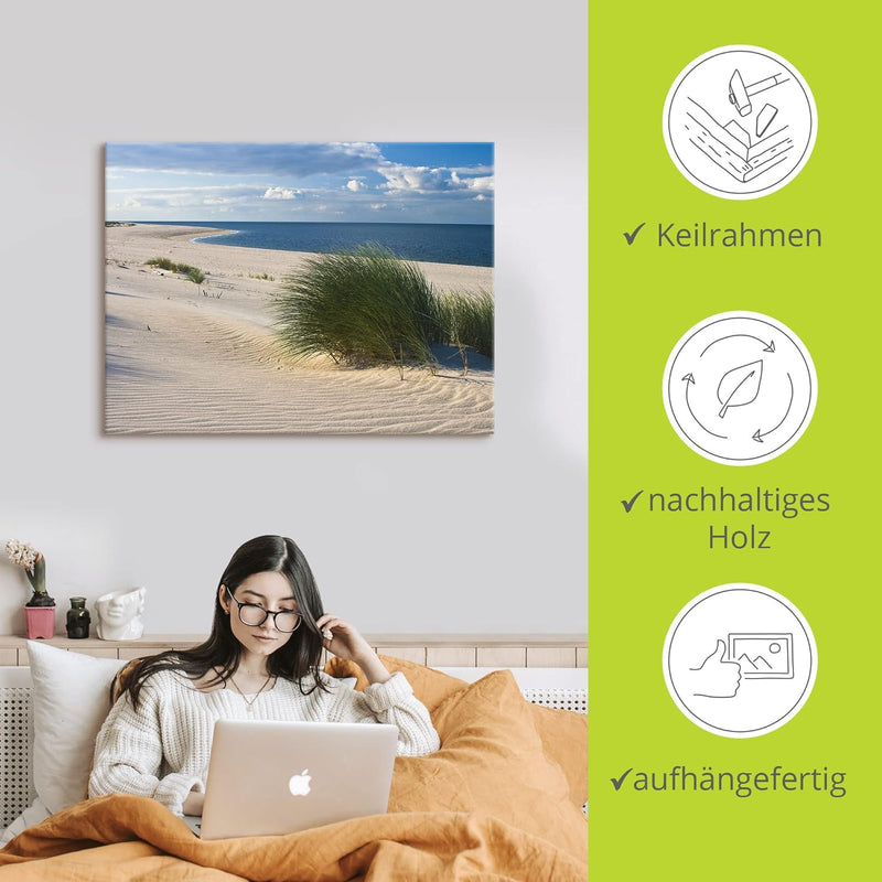 ARTland Leinwandbilder Wandbild Bild auf Leinwand 80x60 cm Strand Meer Düne Küste Gräser Nordsee Mar