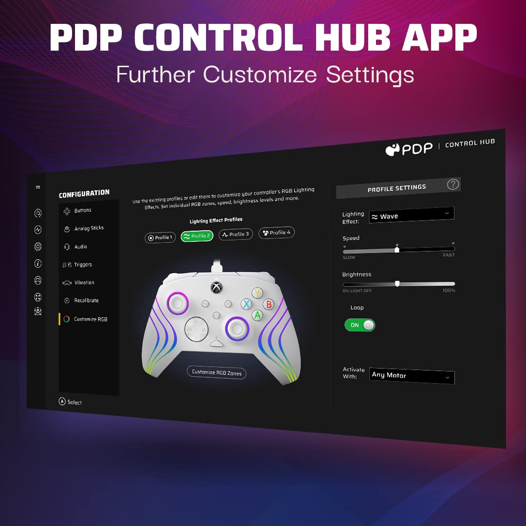 PDP AFTERGLOW XBX WAVE WIRED Controller weiss for Xbox Series X|S, Xbox One, Officially Licensed, We