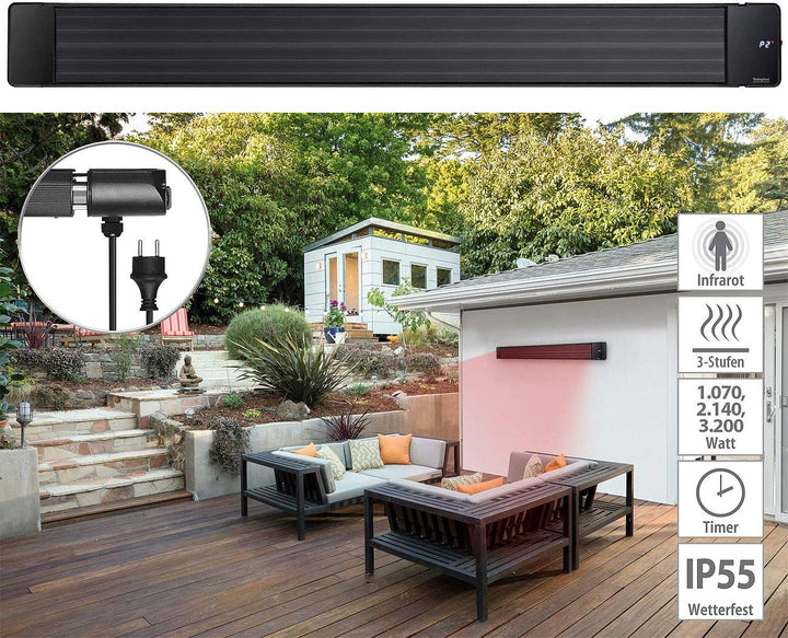 Semptec Urban Survival Technology Heizstrahler Terrasse: Infrarot-Dunkelheizstrahler mit Timer und F