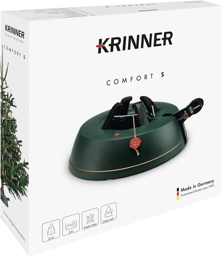 KRINNER Weihnachtsbaum Christbaumständer Comfort S Grün 34cm inkl. Fusspedal- und Einseiltechnik für