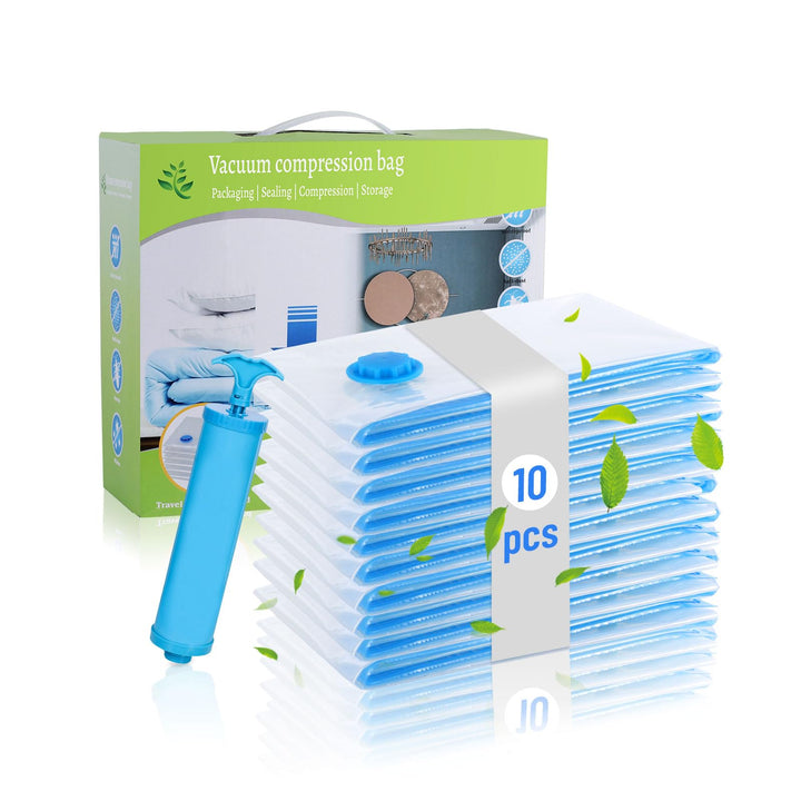 Chuner 10er Set Vakuumbeutel für Bettdecken - 80 x 60 cm, mit Luftdichtem Ventil und Handpumpe - BPA