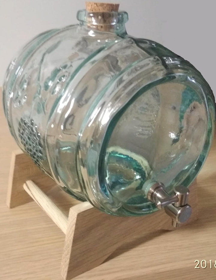 GESCHENKIDEE von MAAJ graviertes GLASFASS 2 L mit METALL-ZAPFHAHN für WEIN WHISKY SCHNAPS in PROFI-Q