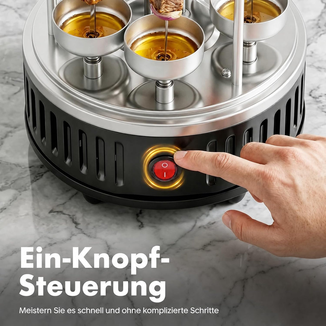 Elektrogrill Schaschlikgrill mit Motor Vertikaler Dönerspiess mit 5 Schaschlikspiesse 1000w Dönergri