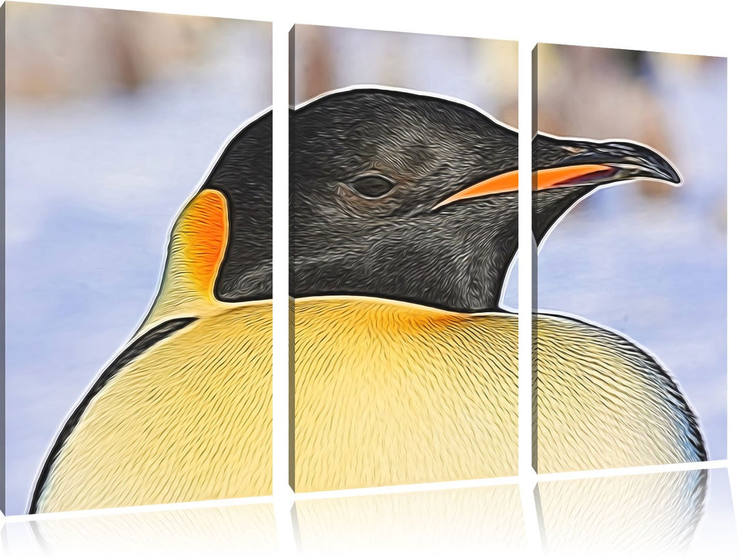 prachtvoller Kaiserpinguin NewArt 3-Teiler Leinwandbild 120x80 Bild auf Leinwand, XXL riesige Bilder