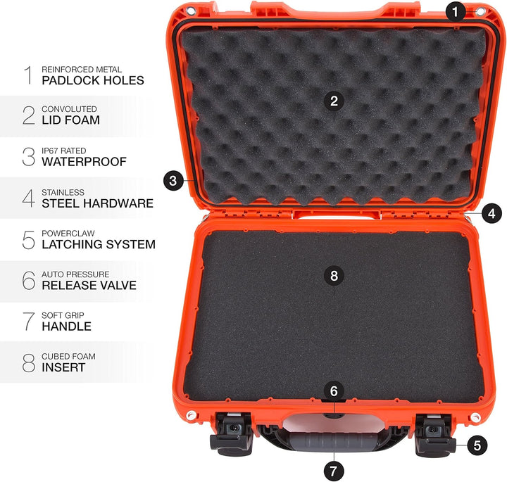 Nanuk 923 Wasserdichter Hartschalenkoffer Mit Plüschschaumeinlage - Orange Cubed Foam Orange, Cubed