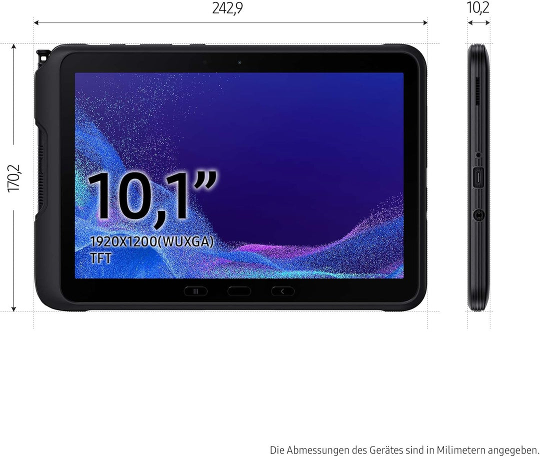 Samsung Galaxy Tab Active4 Pro 5G Enterprise Edition, robustes 10,1 Zoll Android Tablet, 128 GB, 7.6