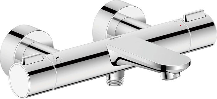 Duravit Wave Wannenarmatur Aufputz für 2 Verbraucher mit Umstellventil, Wannenthermostat mit Keramik