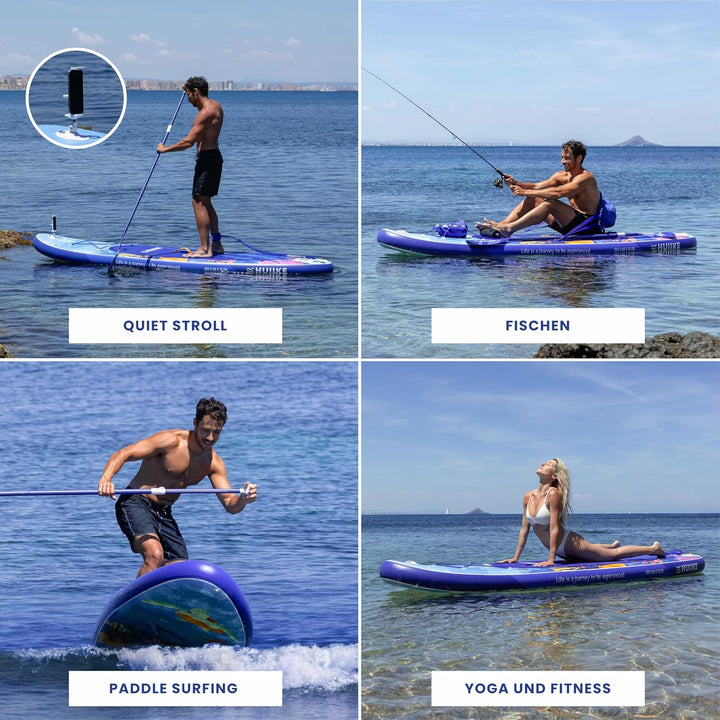 HUIIKE Stand Up Paddling Board mit Zubehör, Paddel, Finnen, Leash, Pumpe, Rucksack. SUP-Board Aufbla