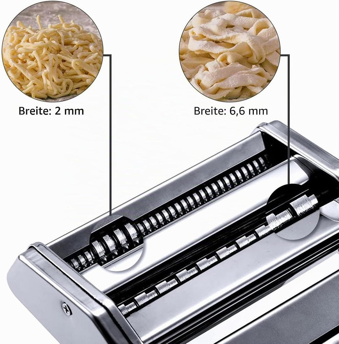 MZTOGR Pasta Maker machine, Set mit 6 Stück 150 mm Stahl Nudelmaschine mit 9 einstellbaren Dickenein