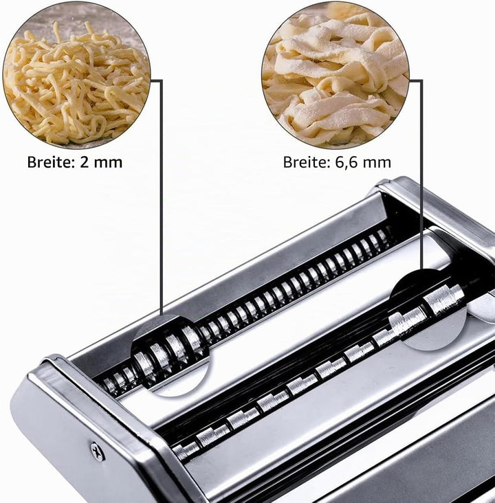 MZTOGR Pasta Maker machine, Set mit 6 Stück 150 mm Stahl Nudelmaschine mit 9 einstellbaren Dickenein