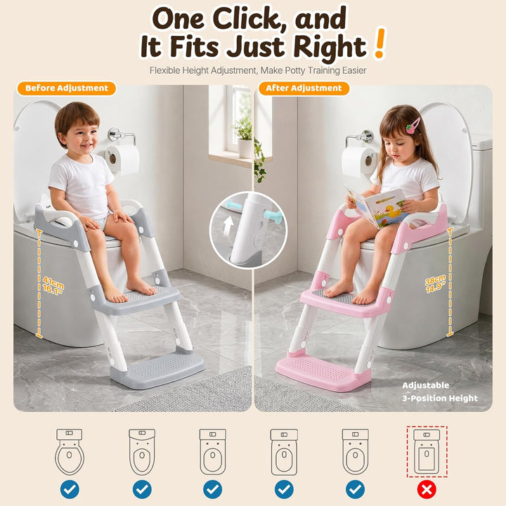 Toilettensitz Kinder - Kinder Toilettensitz - Verlängerte Rutschfeste Trittstufe | Einfache Montage