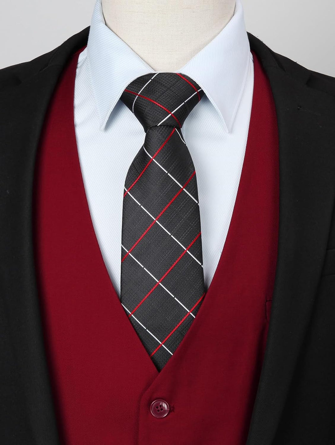 HISDERN Herren Formale Hochzeit Party Weste Baumwolle Einfarbig Weste M Burgund, M Burgund