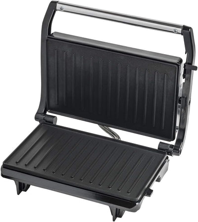 Bestron elektrischer Kontaktgrill mit Auffangschale, Sandwichmaker mit Cool-Touch-Handgriff, Paninim