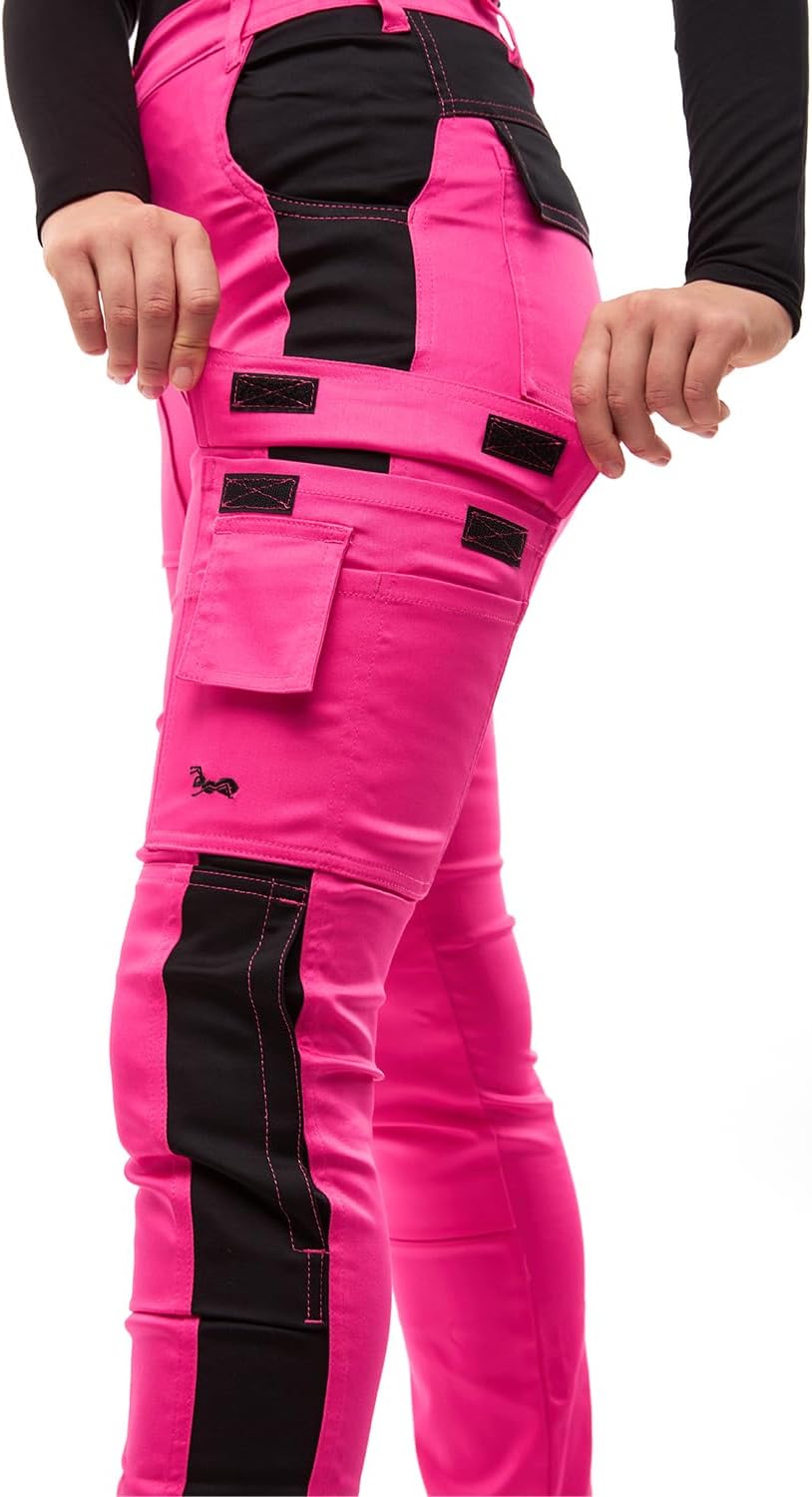 strongAnt Damen Arbeitshose komplett Stretch für Frauen Bundhose mit Kniepolstertaschen Schwarz Grau