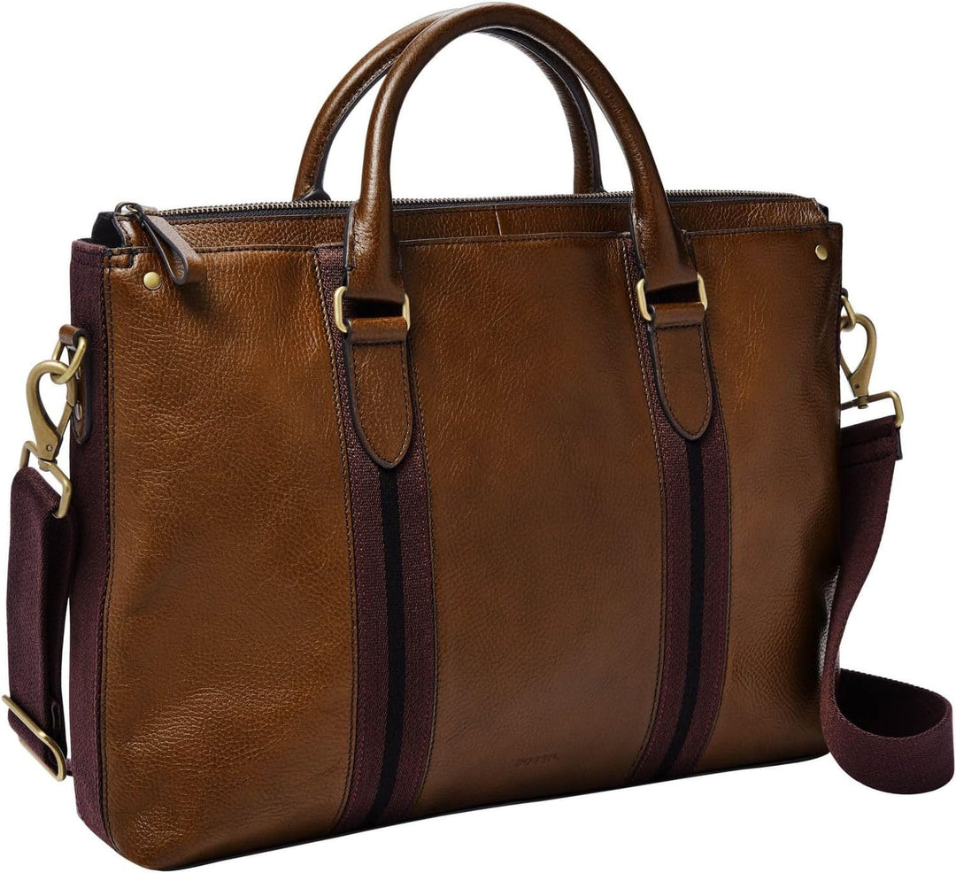 Fossil Herren Arbeitstasche Houston Leder 41,28 cm L x 9,53 cm B x 29,21 cm H Hell Braun, Hell Braun