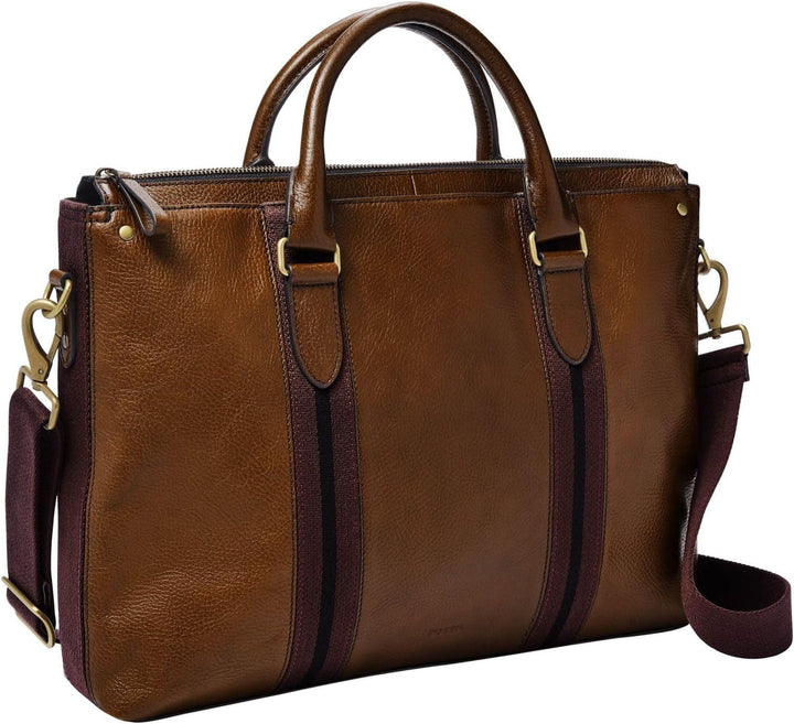 Fossil Herren Arbeitstasche Houston Leder 41,28 cm L x 9,53 cm B x 29,21 cm H Hell Braun, Hell Braun