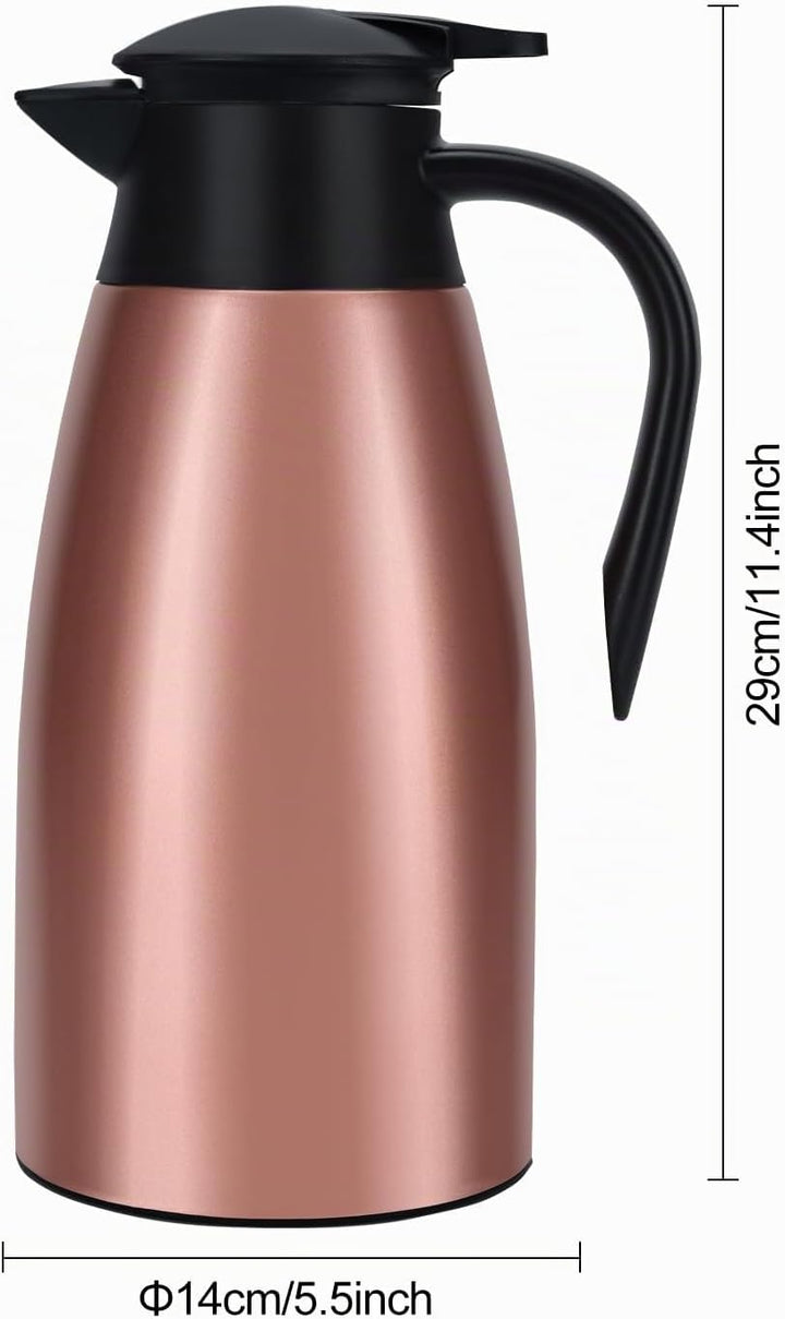 Thermoskanne, 2 l, Kaffeekanne, 304 Edelstahl, Doppel-Wall, Vakuum, isoliert, Kaffee, Thermoskanne,