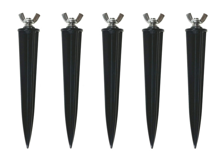 Trango 5er Pack GS5 Garten Erdspiess aus schwarzem Kunststoff, Lampenhalter, Spike Strahlerspiess, G