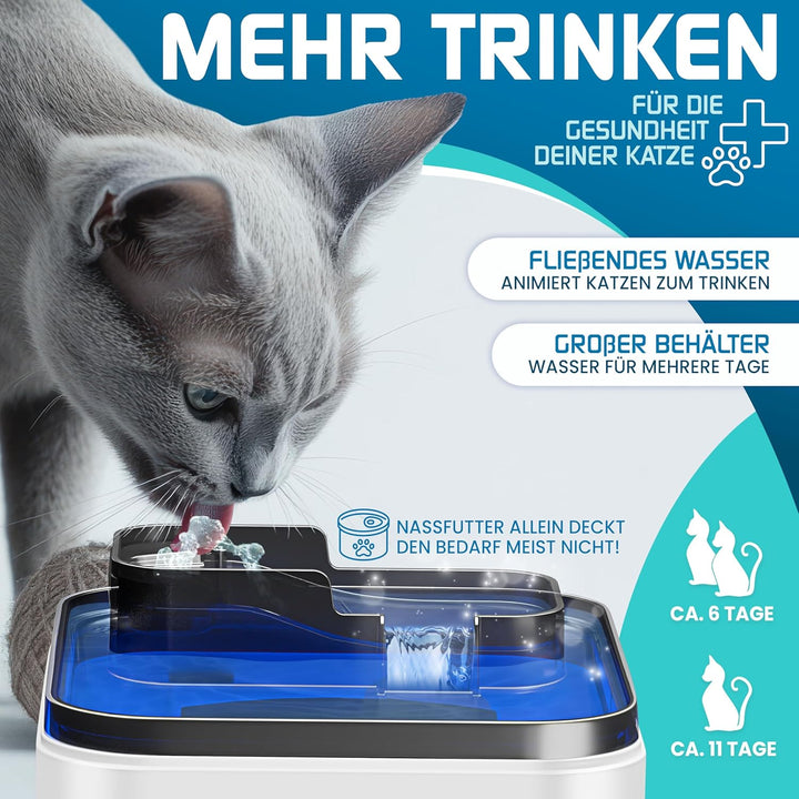 LOVPET® Katzenbrunnen Trinkbrunnen für Katzen 3,5L Wassertank & 3x Filter Automatischer Wasserspende