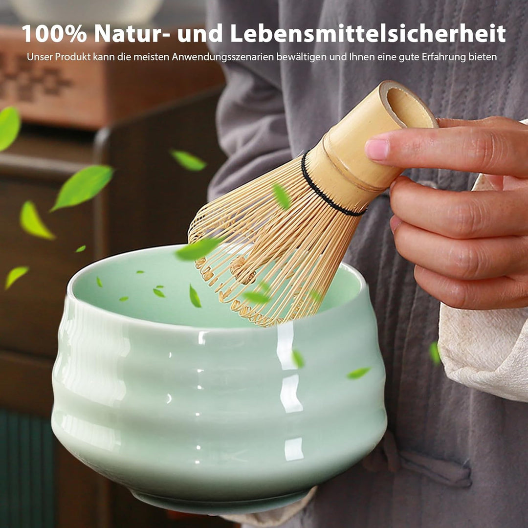 Matcha Tee Set, Matcha Besen Set mit Matcha-Schneebesen, Matcha Schale aus Keramik, 2 Teelöffel, Jap