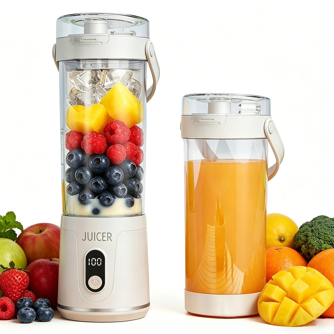 600ml Tragbarer Mixer Smoothie Maker to Go, Mini Standmixer mit 12 Klingen, USB Aufladbarer, Kabello