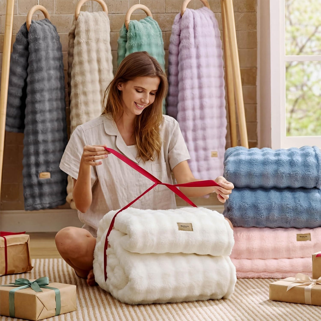 BEDSURE Bubble Decke - Kuscheldecke Flauschig, Sofadecke, Wolldecke & Fleecedecke, Weiche Warme Deck