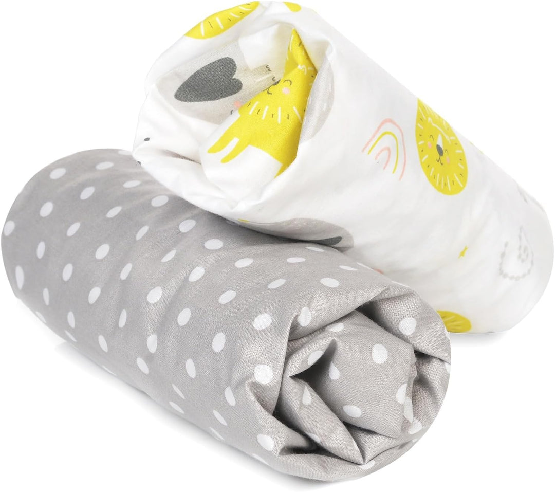 FlyIdeas Spannbettlaken für Beistellbett 90x55 cm, 2 STK - 2 Spannbettlaken für alle Babybettchen Ma