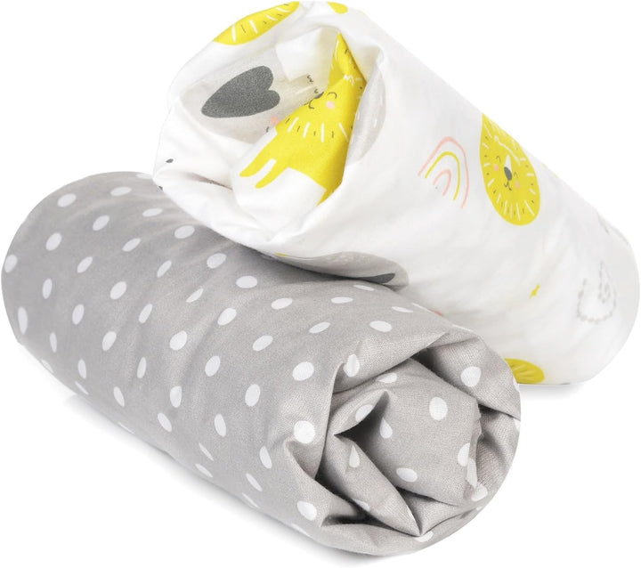 FlyIdeas Spannbettlaken für Beistellbett 90x55 cm, 2 STK - 2 Spannbettlaken für alle Babybettchen Ma