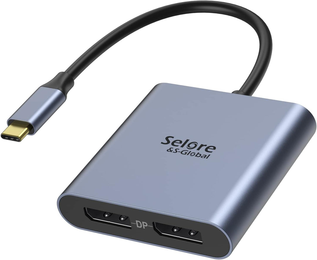 Selore&S-Global USB C zu Dual DP Adapter, USB C auf DisplayPort 1.4 Adapter Auflösungen bis zu 4K@12