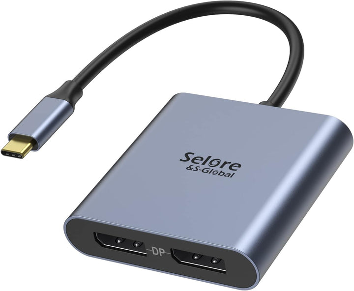 Selore&S-Global USB C zu Dual DP Adapter, USB C auf DisplayPort 1.4 Adapter Auflösungen bis zu 4K@12