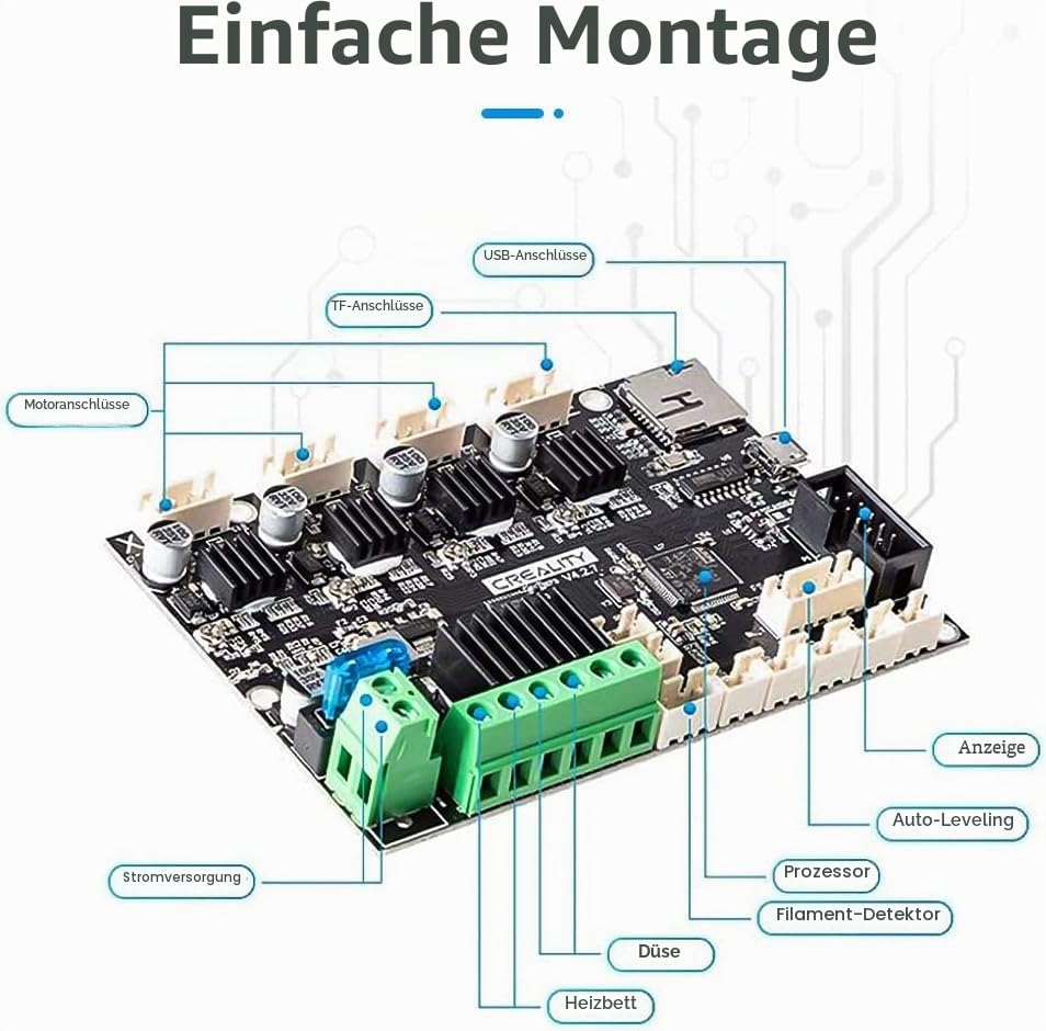 Creality Offizielles Ender 3 Silent Motherboard Upgrade V4.2.7 Mainboard Control Board mit TMC2225 T