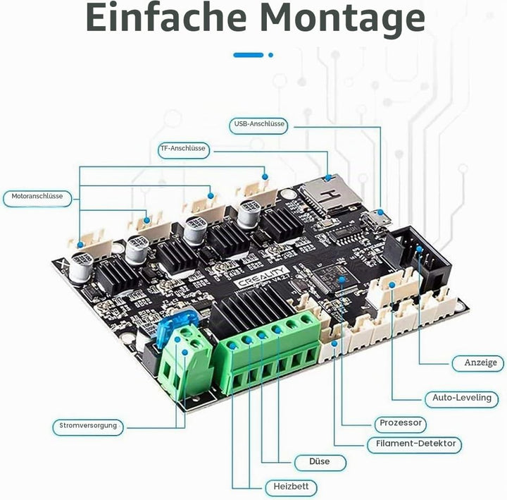 Creality Offizielles Ender 3 Silent Motherboard Upgrade V4.2.7 Mainboard Control Board mit TMC2225 T