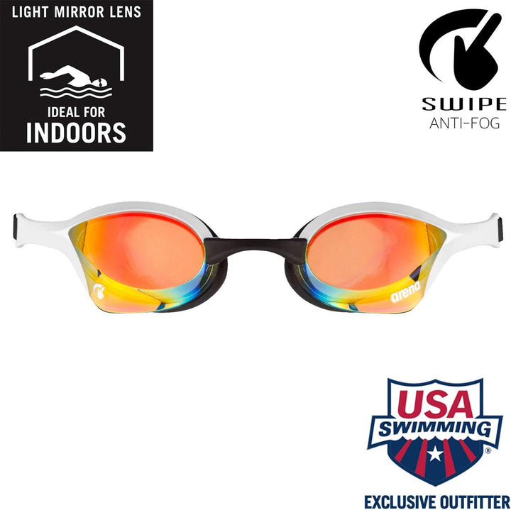 arena Unisex – Erwachsene Cobra Ultra Swipe Mr (Yell-White) Swim Goggles, Mehrfarbig, 1 Bundle mit A