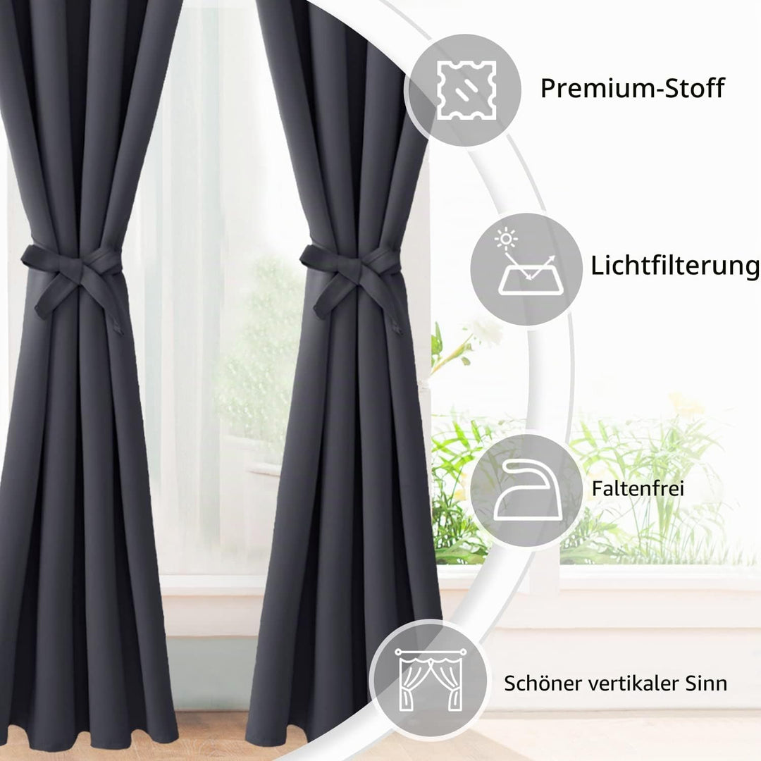 JIUZHEN Blickdicht Vorhänge Gardinen Ösenvorhang für Schlafzimmer Wohnzimmer,Dark Grau Verdunkelungs