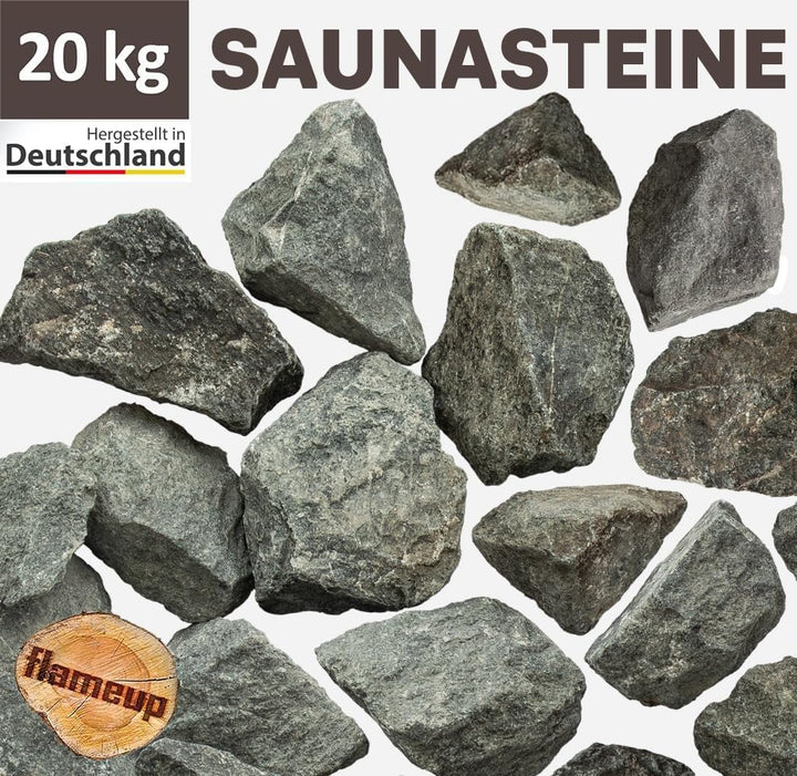 Diabas Saunasteine, 20 kg, 50-80 mm, vorgewaschene Aufgusssteine für Saunaofen, handverlesen, schads