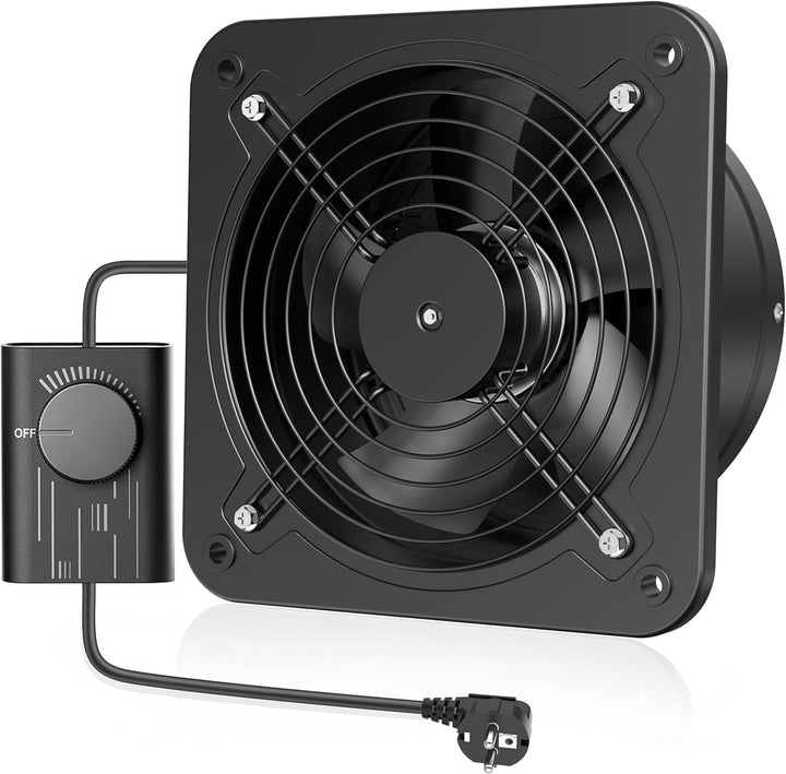 Hon&Guan Abluftventilator 250mm Industriell mit Drehzahlregelung EU-Stecker, 1680m³/h Badlüfter mit