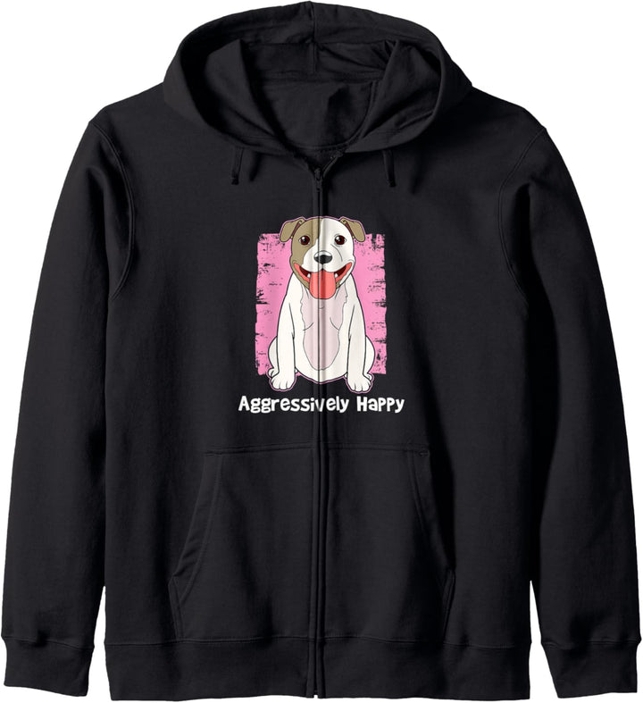 Aggressiv Happy Pitbull Geschenk Pit Bull Terrier Kapuzenjacke