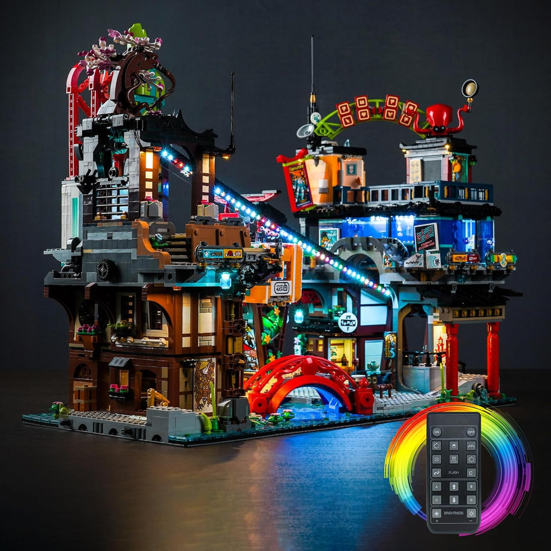 Fernbedienung Dekorationsbeleuchtungsset für Lego Ninjago City Markets 71799 Baukasten (Nicht Lego),