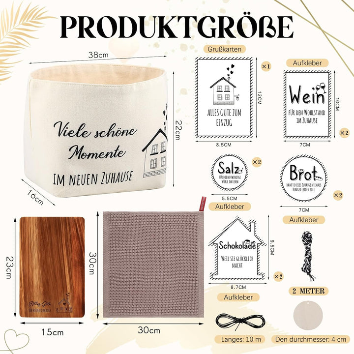 Sinmoe Einweihungsgeschenk Holz Schneidebrett Stoff Brotkorb Einzugsgeschenke Baumwolle Küchentuch N