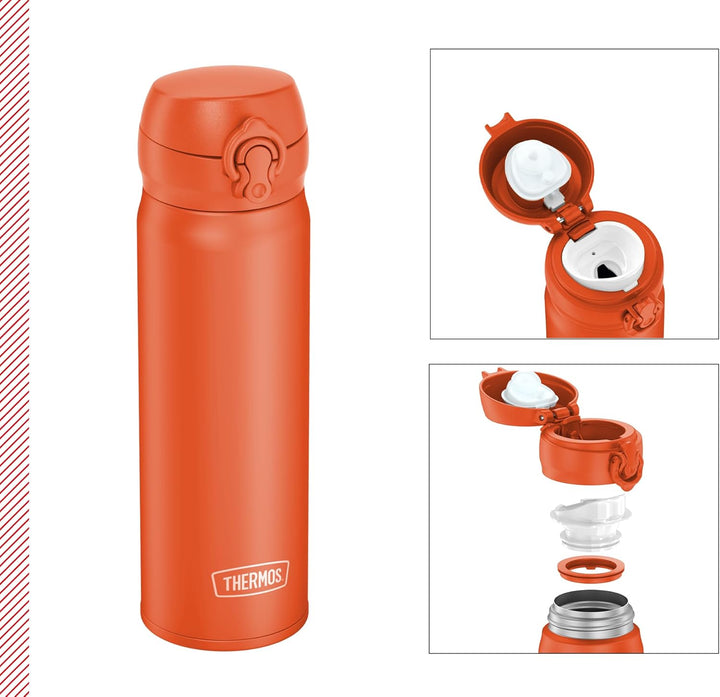 THERMOS ULTRALIGHT BOTTLE 0,50l, glowing orange mat, Thermosflasche aus Edelstahl, 10 heiss / 20 h k