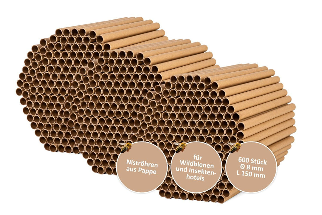 CULT at home 600 Insektenhotel Füllmaterial Ø 8mm - Länge 15 cm - Nisthülsen für Wildbienen Papphüls